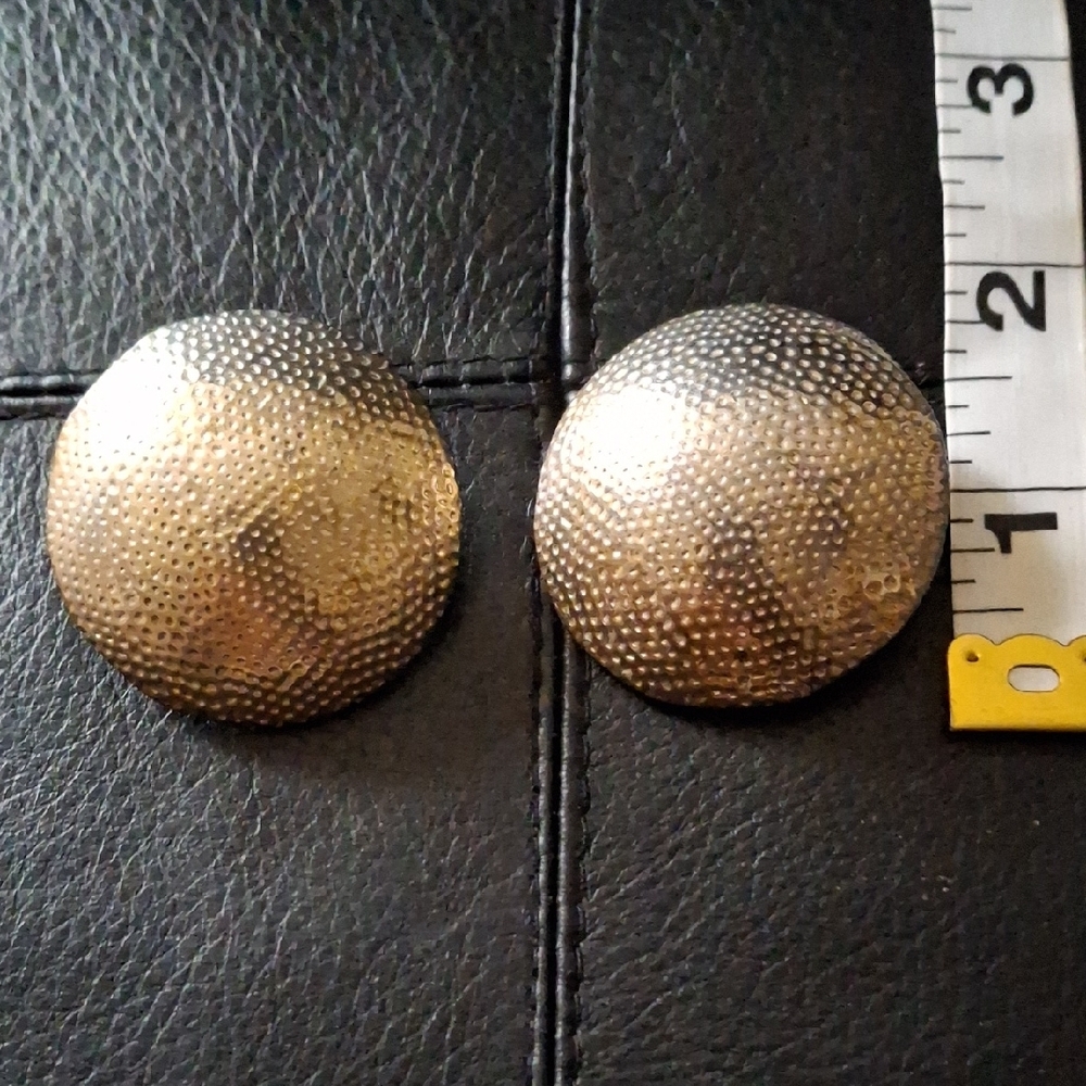 Textured Gold-Tone Round Earrings